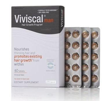 Viviscal Man #1 Hair Dietary Supplements for Thinning Hair Vitamins Hair Supplements for Men Great for Thinning – Balding Hair, 60 tabs
